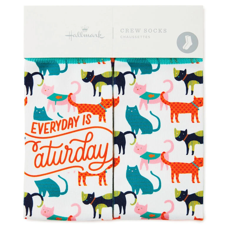 Hallmark Everyday Is Caturday Funny Crew Socks - Image 2
