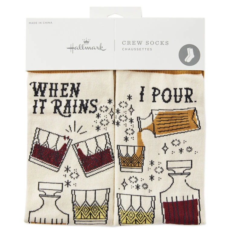 Hallmark When It Rains, I Pour Funny Crew Socks - Image 2
