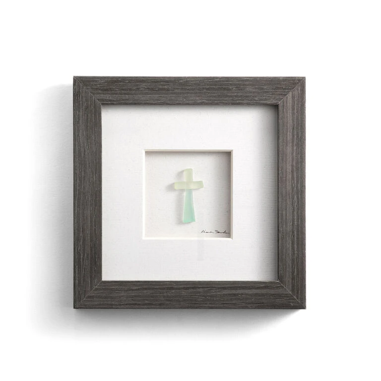 Demdaco Sea Glass Cross Wall Art, 6x6