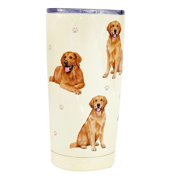 E&S Pets Golden Retriever Stainless Steel Tumbler, 20 Oz.