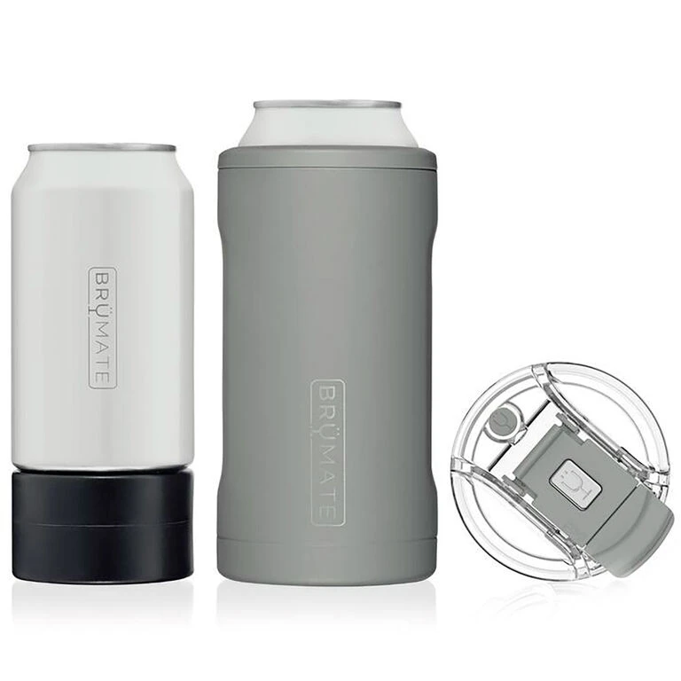 BruMate Matte Gray Stainless Steel 3-in-1 Can Cooler, 12/16 Oz.