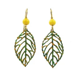 Silver Forest Metal Open Leaf Drop Earrings