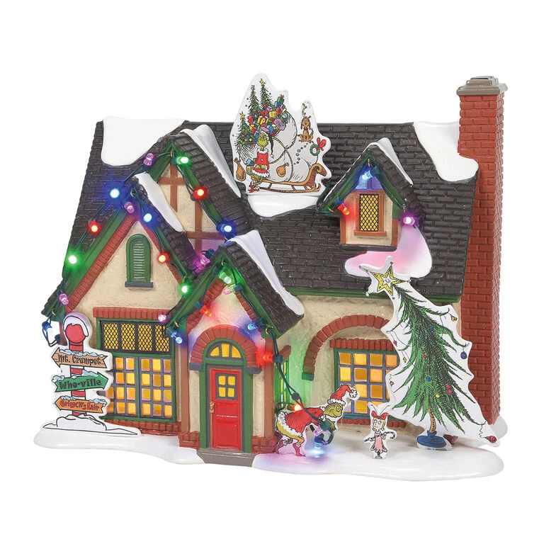 Enesco Original Snow Village Dr. Seuss The Grinch House With Lights, 7.2"