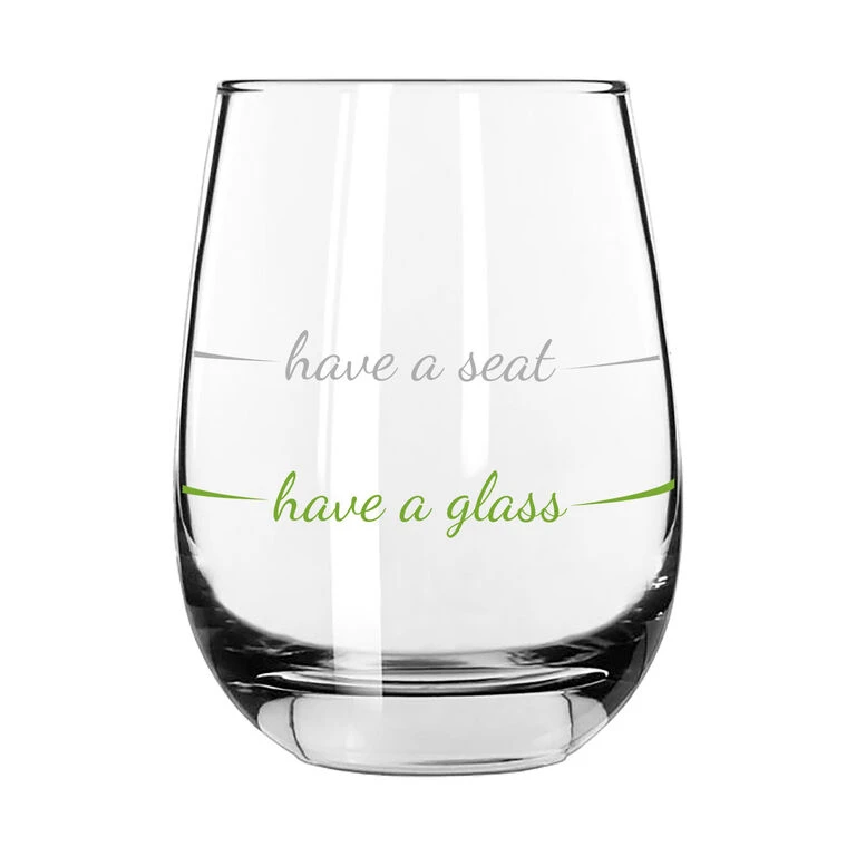 Have A Glass Have A Seat Stemless Wine Glass, 16 Oz.