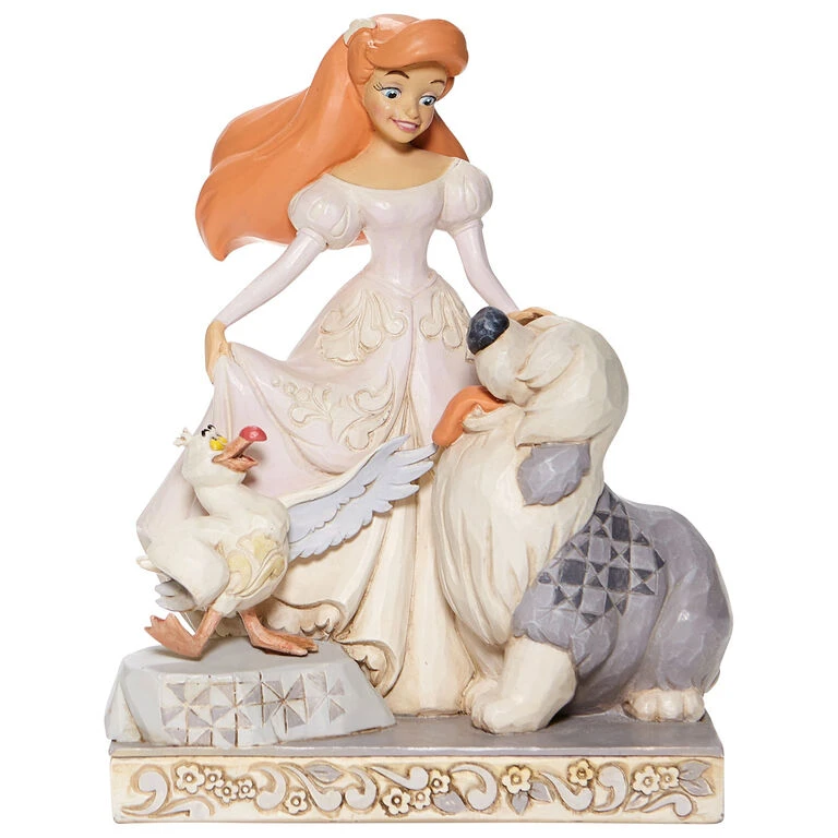 Enesco Jim Shore Disney Ariel, Scuttle And Max White Woodland Figurine, 7.75"