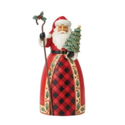 Enesco Jim Shore Highland Glen Santa With Tree And Staff Figurine, 9.25"