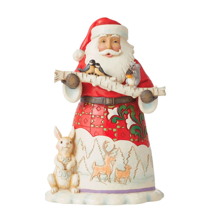 Enesco Jim Shore Santa With Birch Branch And Animals Figurine, 8.5"