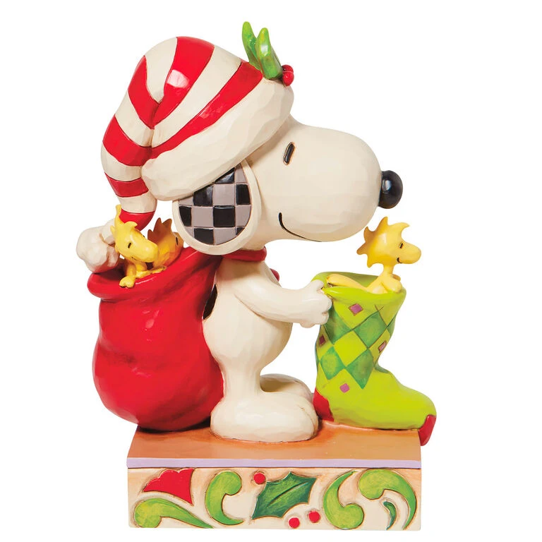 Enesco Jim Shore Peanuts Snoopy And Woodstock With Stocking Figurine, 7" - Image 2