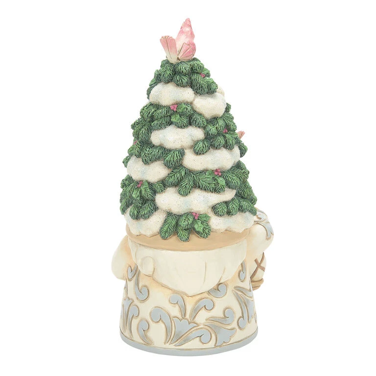 Enesco Jim Shore White Woodland Gnome With Evergreen Tree Hat Figurine, 7.09" - Image 2