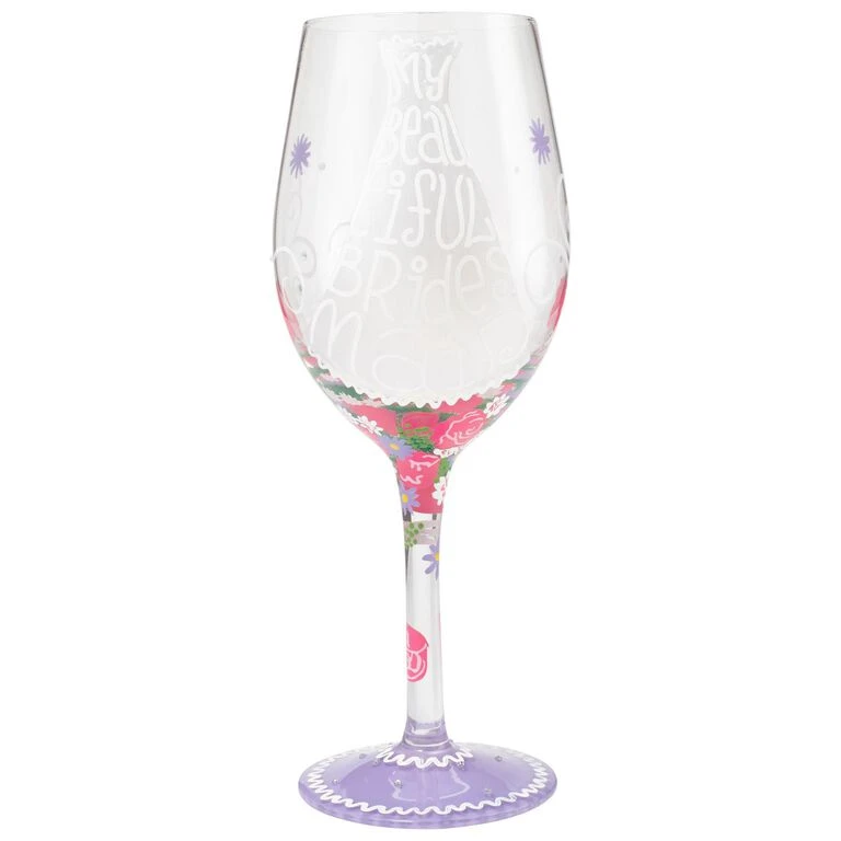 Lolita® Beautiful Bridesmaid Handpainted Wine Glass, 15 Oz.