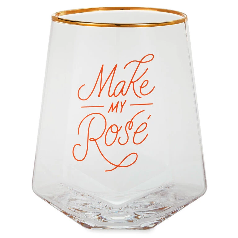 Hallmark Make My Rosé Geometric Stemless Wine Glass, 19 Oz.