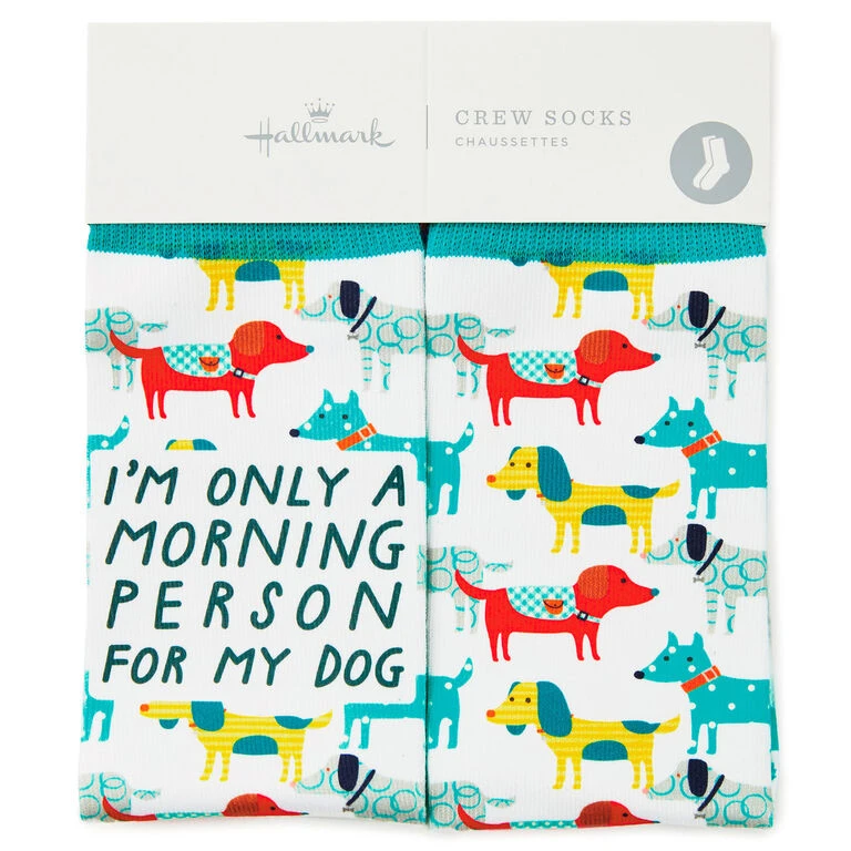 Hallmark Morning Person For My Dog Funny Crew Socks - Image 2