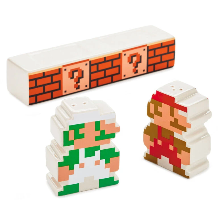 Hallmark Nintendo Super Mario Bros.® Mario And Luigi Salt And Pepper Shakers, Set Of 3 - Image 3