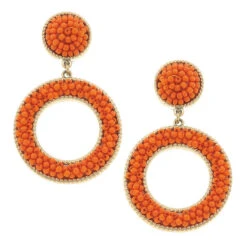 Talulah Orange Seed Bead Drop Earrings