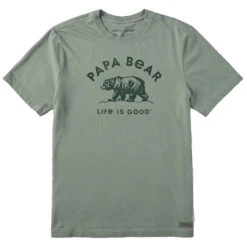 Life Is Good Papa Bear Sage Green Men's T-Shirt, X-Large