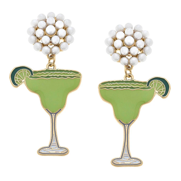 Pearl Cluster And Margarita Glass Drop Earrings