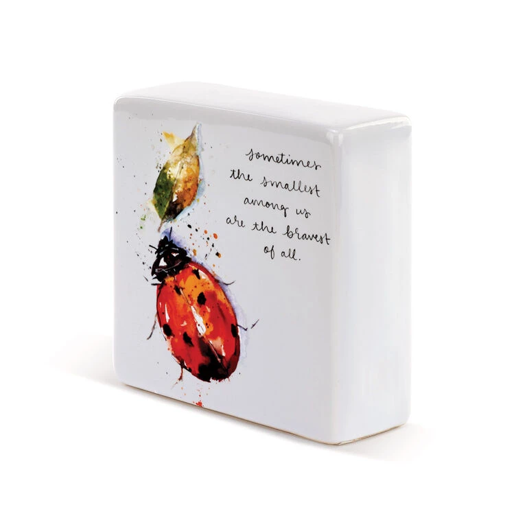 Demdaco Ladybug Ceramic Quote Block, 4x4 - Image 2