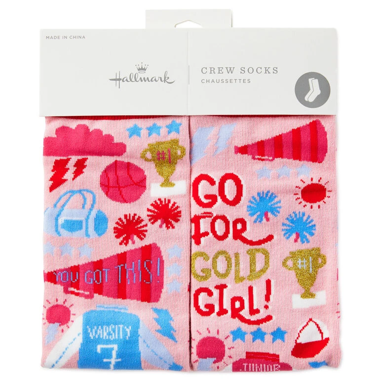 Hallmark Go For Gold, Girl Sporty Fun Crew Socks - Image 2